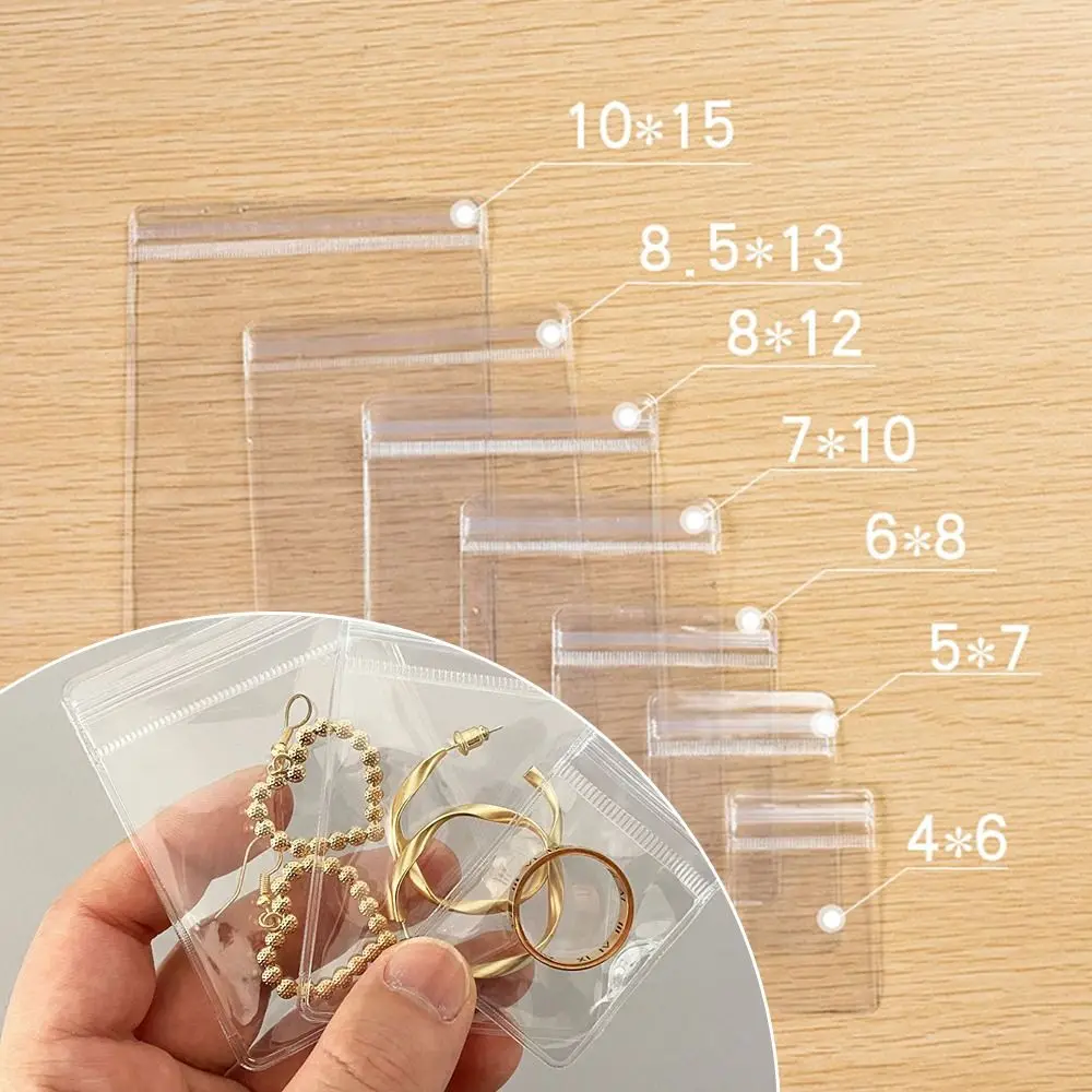 

100pcs Transparent Storage Pouches Necklace Bracelet Ring Gift Packaging PVC Plastic Jewelry Bag Zip Lock Bags Self Sealing Bag