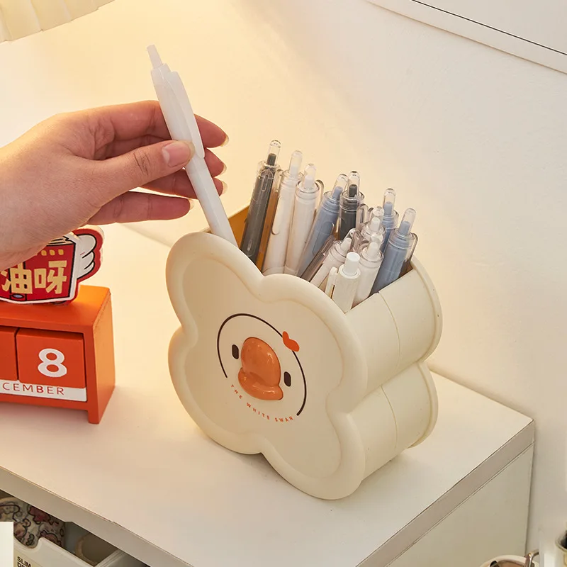 Pen Holder Kids Girl Student Desk Desktop Storage Box High-end Wall-mounted Pen Holder Cute