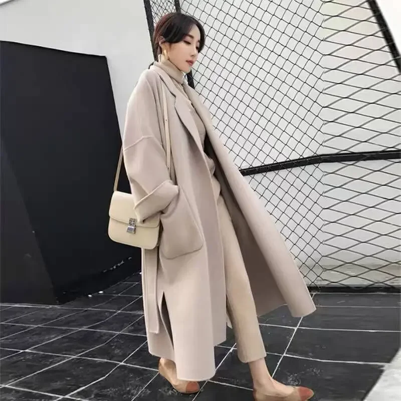 Woolen coat women's  autumn and winter new Korean version loose college Fengsen women's department medium and long