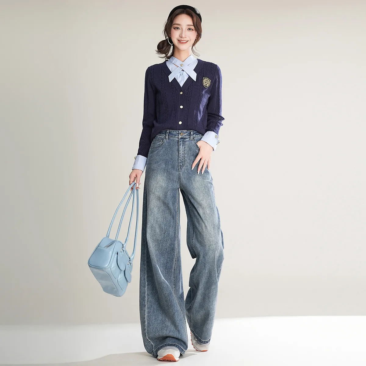 LOUIS YAO 2025 Spring Retro High Waist Straight Tube Pants Fashionable Casual Long Non Elastic Women's Pants Jeans