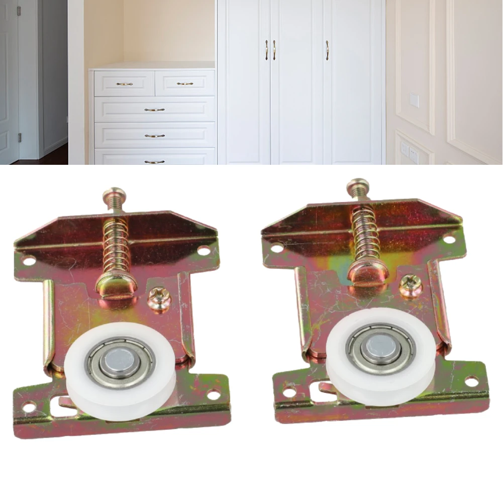 2Pc Sliding Door Roller Concaved Wheels Smooth U Groove Pulley Cabinet Track Wheel For Wardrobe Furniture And Solid Wood Cabinet