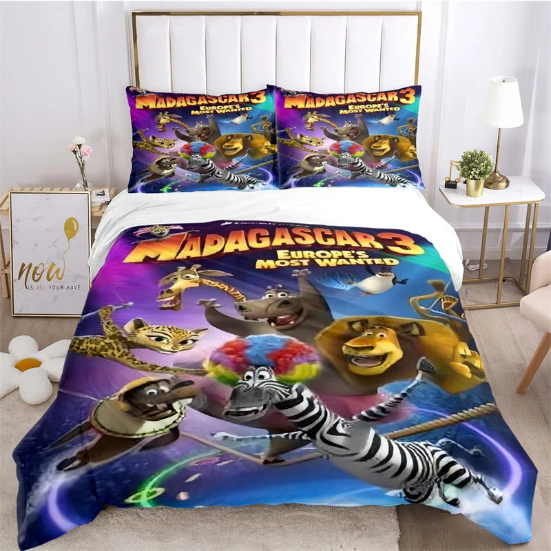 Movie M-Madagascar  Poster Duvet Cover Sets Printed Bedding Set Double Queen King Size 2/3pcs,Bettbezug,cartoon Game