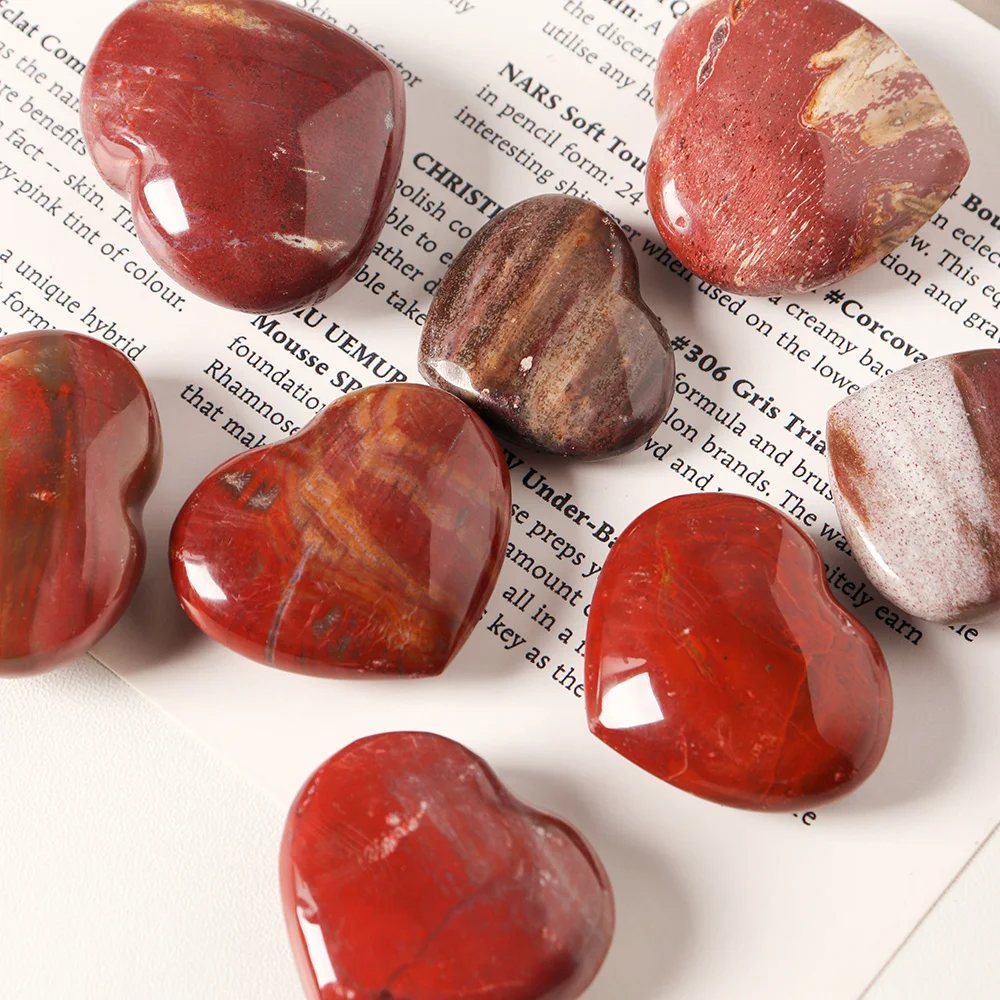Natural Madagascar petrified wood crystal heart  polish for furnishing pieces for healing home decor