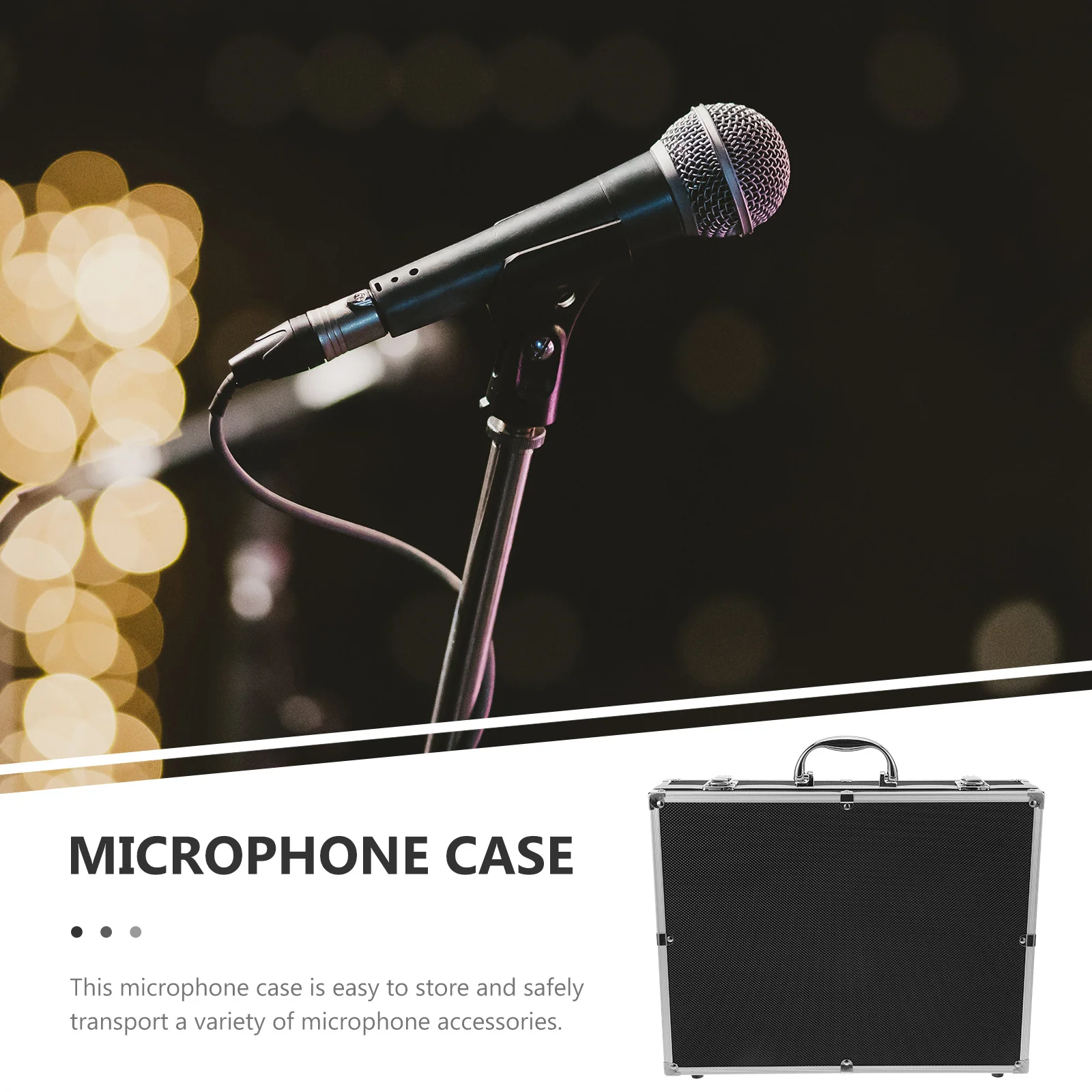 

Handheld Microphone Protective Case Premium Workmanship Mic Carrying Holder Spacious Compartment for Cables Silicone Rings