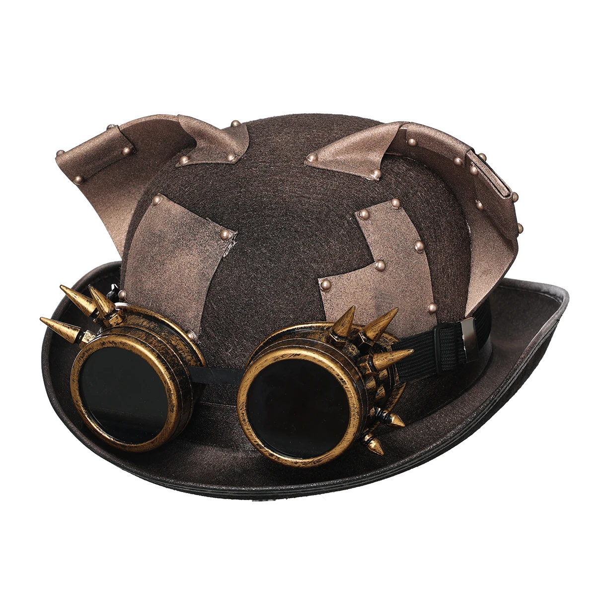 Cat Ears Hat Steampunk Lolita Women Punk Style Top Hat Removable Goggles Fedora Club Party Head Wear