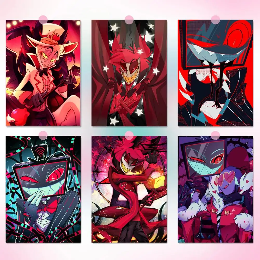 H-Hazbin H-Hotels Angel Dust Alastor  Poster Sticker For Living Room Bedroom Bar Home Decor Mural Painting Decoration