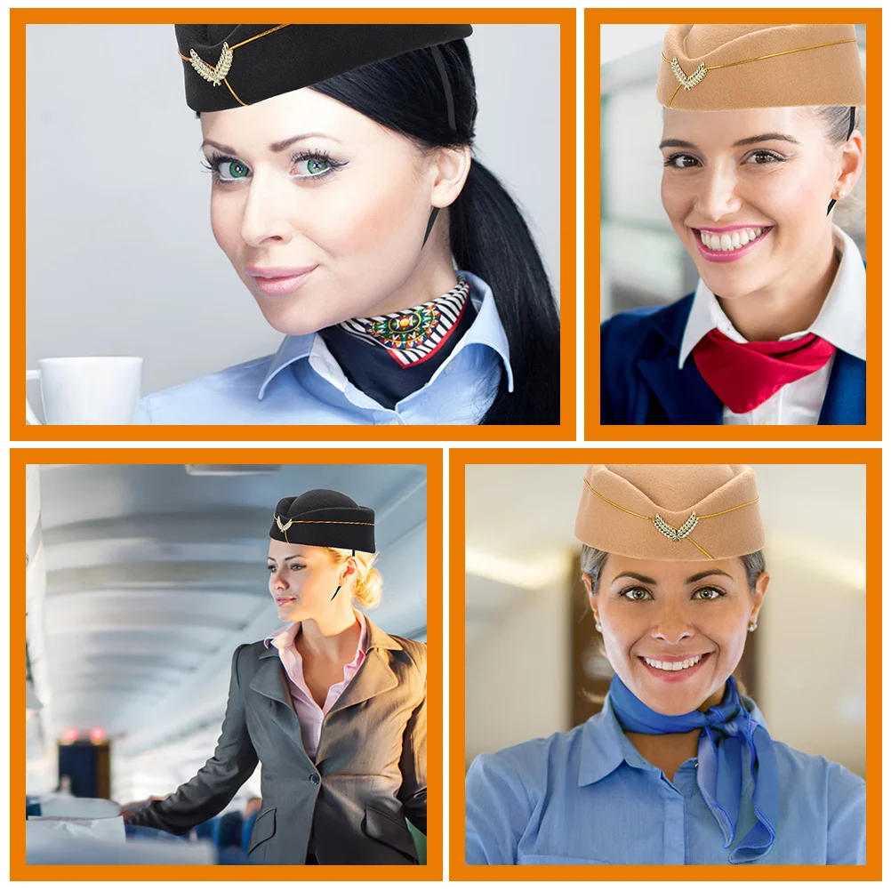 

2Pcs Flight Attendant Hat Stewardess Beret Lightweight Durable for Cosplay Party Performance Air Hostess Costume