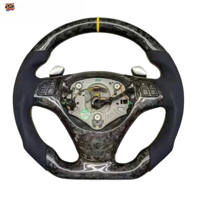 Sport Carbon Fiber Leather Racing Steering Wheel for E90/E92/E93 325i Flat Bottom