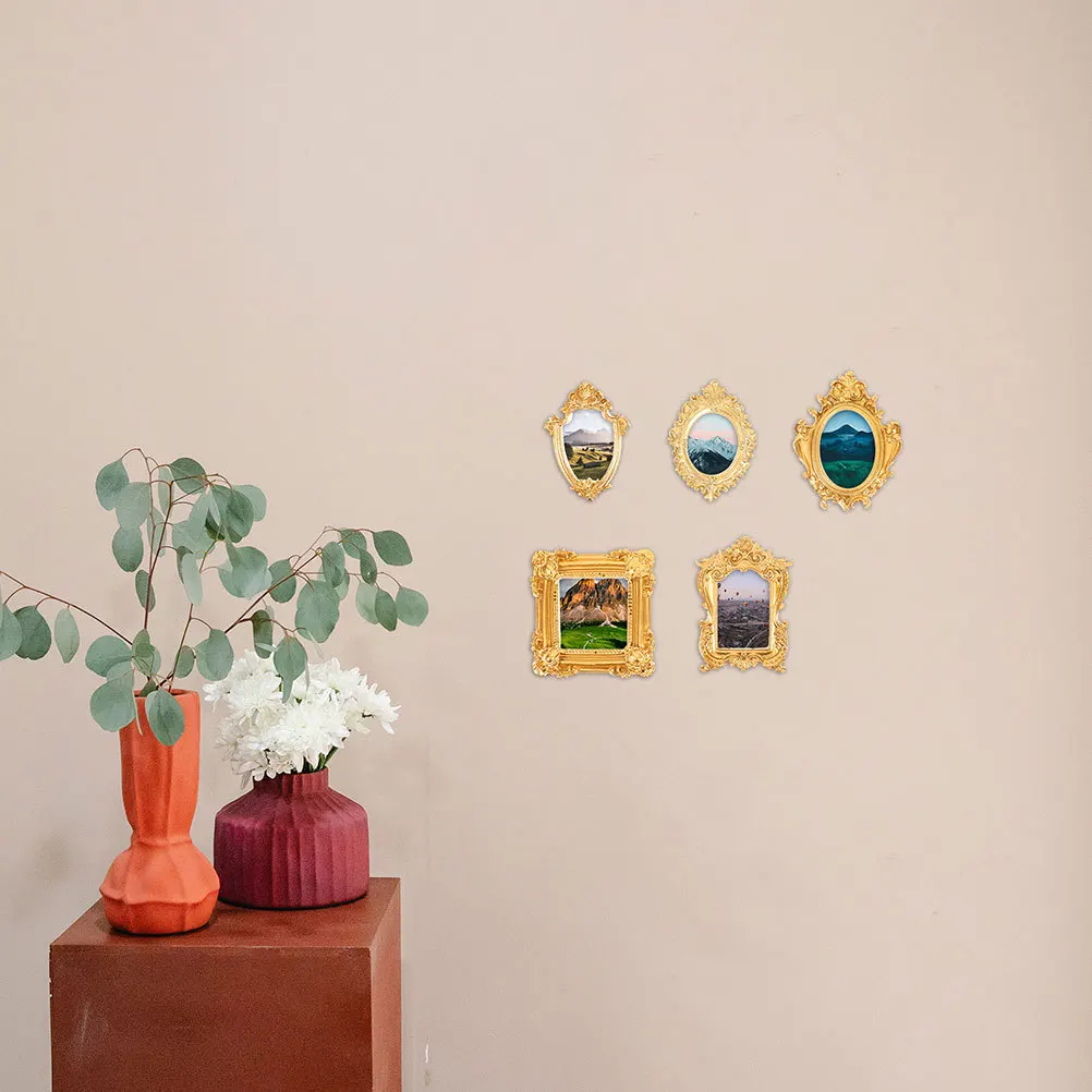

6pcs Mini Vintage Picture Frames Resin Retro Photo Frame Decorative Small Frame For Home Coffee Shop Display Ornament