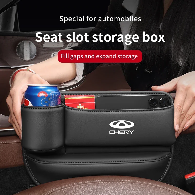 For Chery Tiggo 3 4 5 7 Pro 8 Plus Arrizo 7 GX 5x EQ7 Fulwin 2 A3 A5 Car Seat Sewn Gap Crevice Slot Storage Box With Cup holder