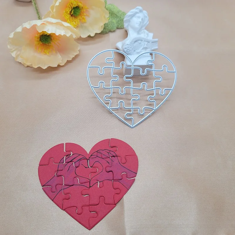 Heart Jigsaw Metal Cutting Die Scrapbook Embossing Die Cutting Manual Album Card Cover Material DIY Love Papercutting