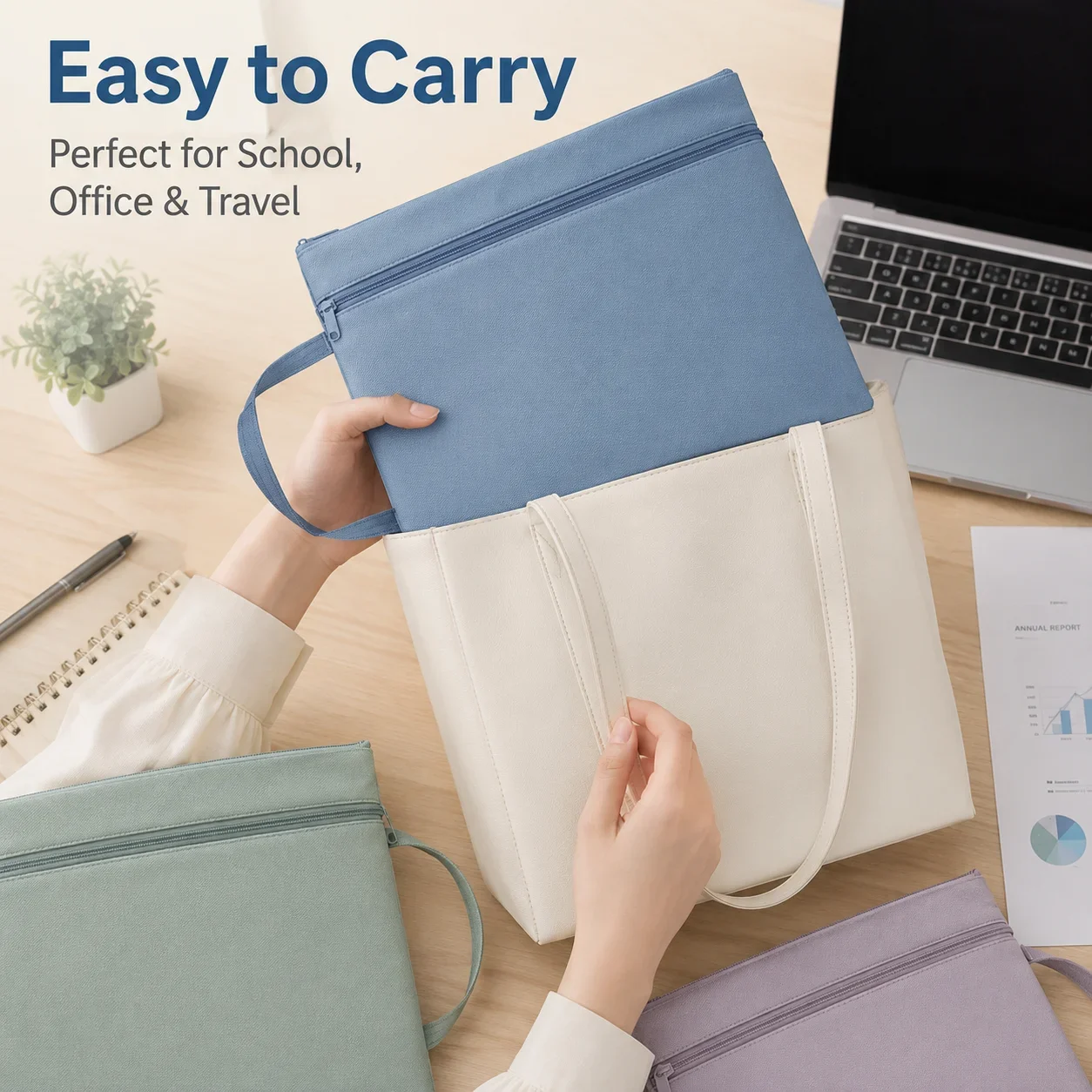 A4 Student Document Zipper Bag, Waterproof Thick Oxford File Pouch, Large Capacity Printed File Organizer