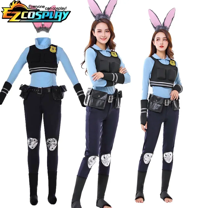 Rabbit Cop Judy Cosplay Costume Movie Cartoon Judy Hopps Bunny Uniform With Bag Cosplay Costume for Halloween