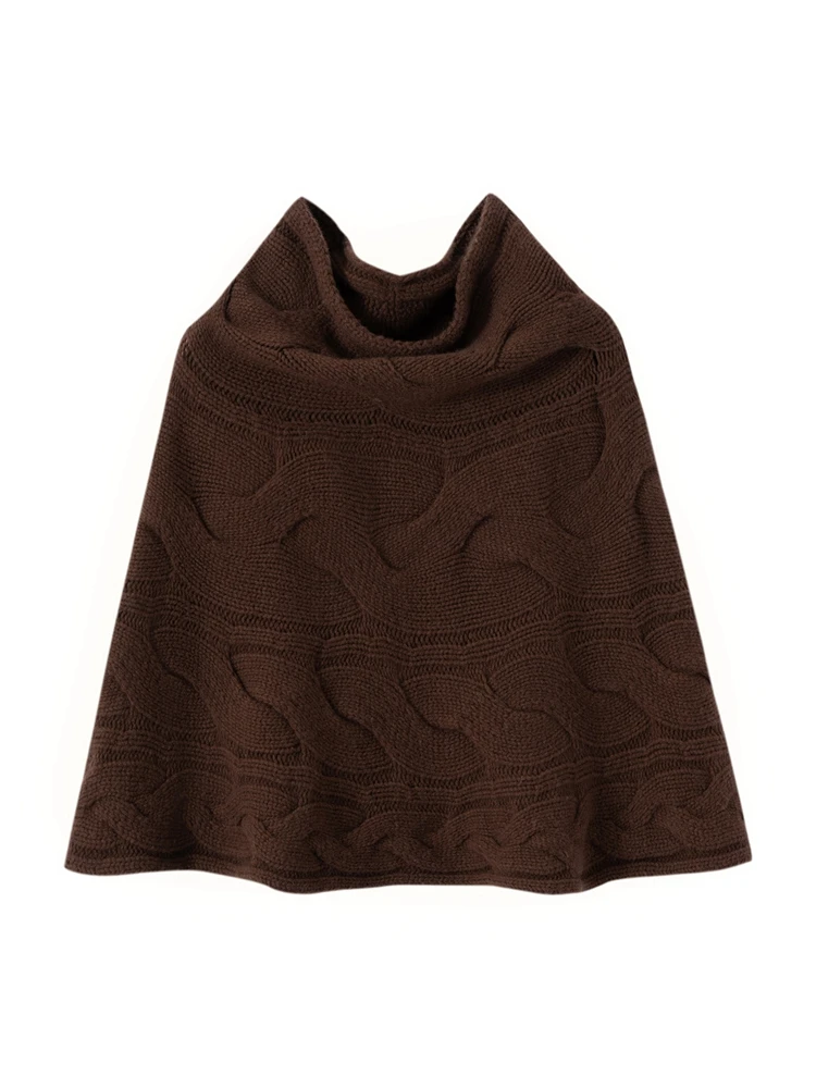 Thickened Turtle Neck Women 100% Cashmere Shawl Scarf Warm Autumn Winter Twist Flower Knit Cloak Temperament High Quality