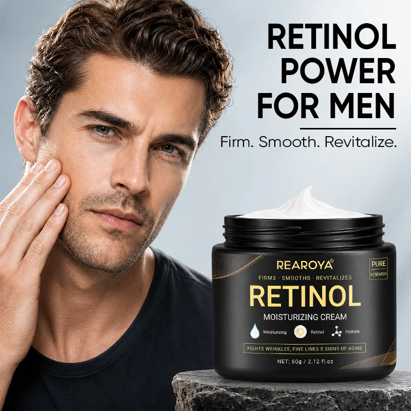 Men's Retinol Facial Moisturizer Cream,Retinol Moisturizing Whitening Smooth Anti-Wrinkle Aging Face Cream,Shrink Pores Skincare