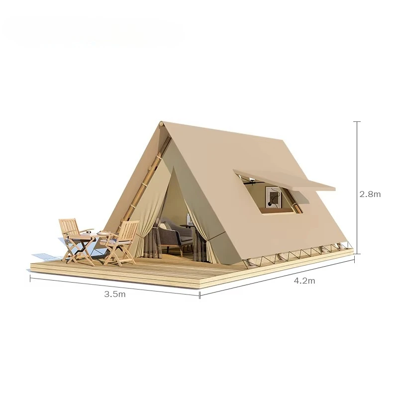 customize Glamping Prebuilt House Supplier Wooden Pole Resort Camp Tent Beach Tent Safari Tent