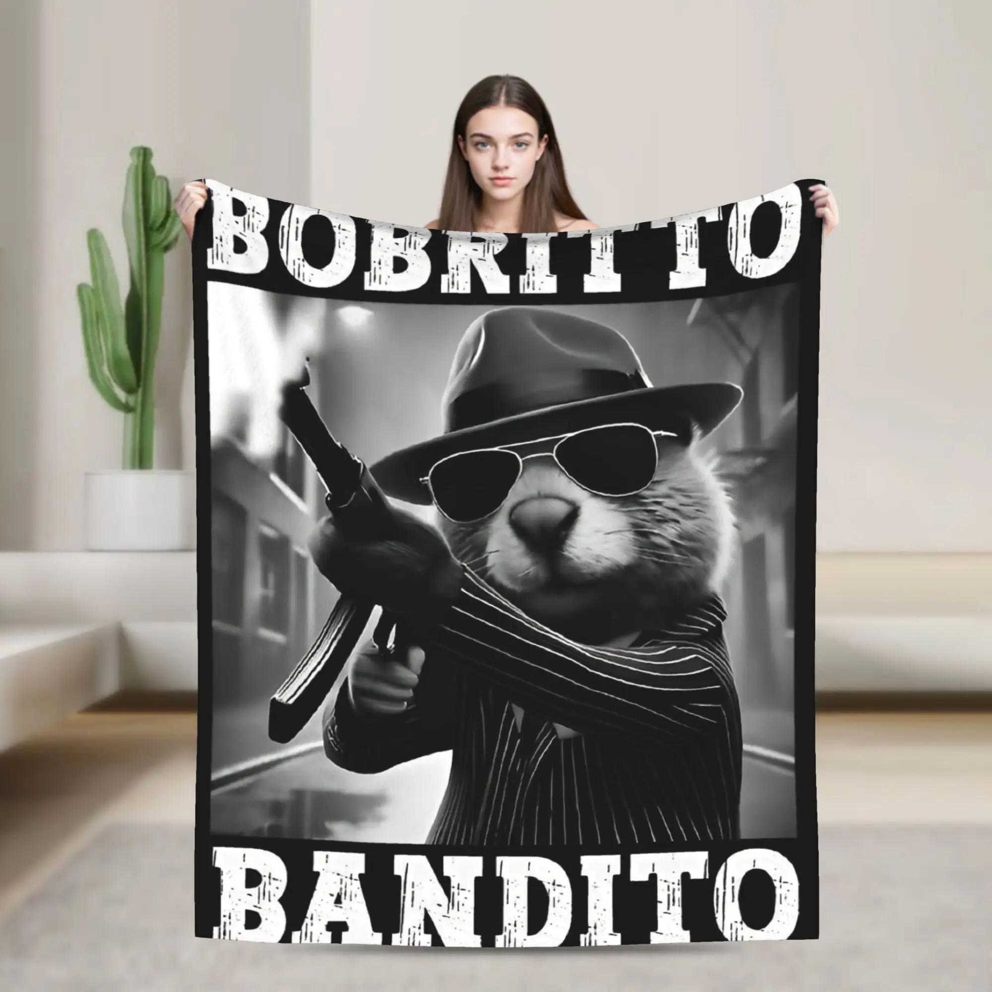 

Bobritto Bandito Funny Beaver Meme Blanket Super Soft Print Plush Bedding Throws Flannel Bedspread Bed Cover