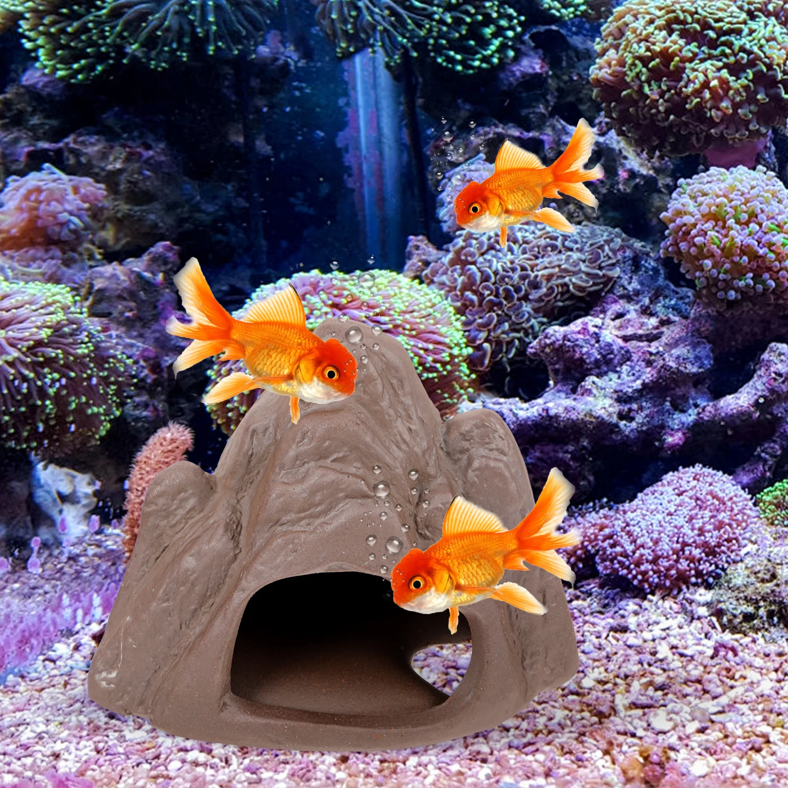 

Small Fish Tank Rockery Decoration Mountain for Fish Tank Hideout Place Aquarium Cave Ornament Lifelike Simulation Landscape