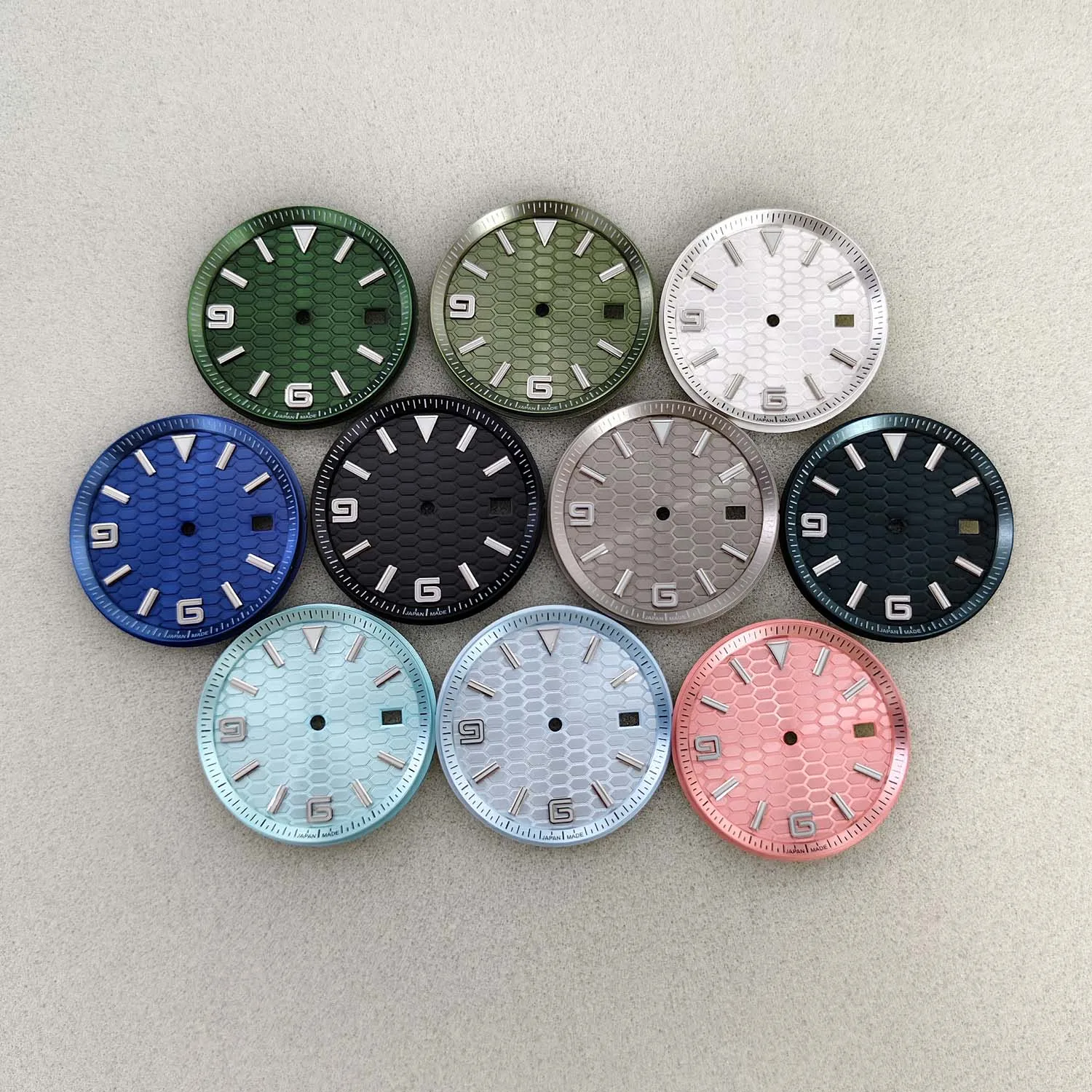 No logo 33.8mm Honeycomb Shaped Watch Dial Embossed Pattern For Seiko Land-Dweller Oyster NH35 Automatic Movement Case Mod Parts