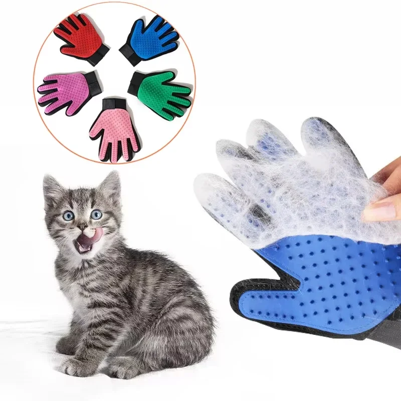 Luva para animais de estimação, luva para tosa de gatos, luva removedora de pelos de gato, escova para cães, pente para gatos, removedor de pelos para banho, escova de massagem para animais