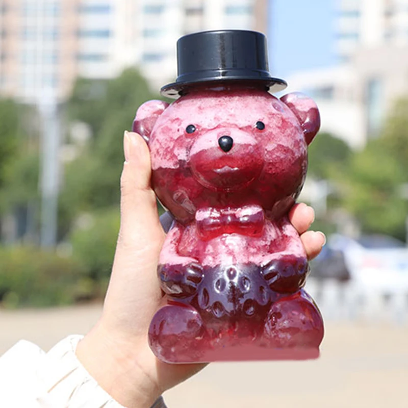 500ml Transparent Bear Beverage Drinking Bottle Cold Drink Milk Tea Bottle