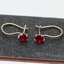 585 purple gold plated 14K rose gold inlaid ruby earrings for women sweet light luxury fashion jewelry to send girlfriend