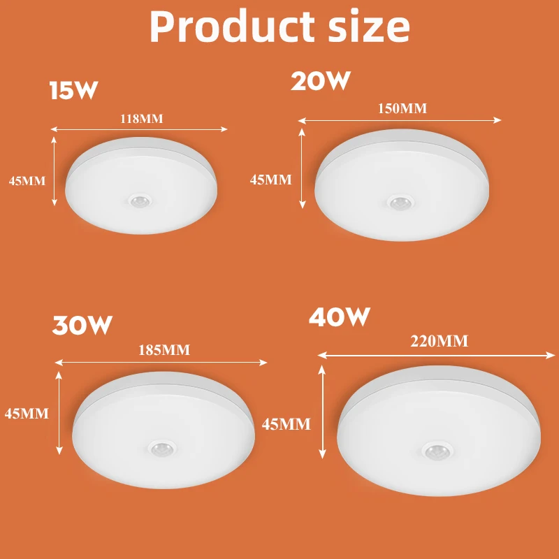 Motion Sensor Light Led Ceiling Lights 15/20/30/40W for Living Room Corridor Staircase Balcony Porch Ceil Luminaire Ceiling lamp