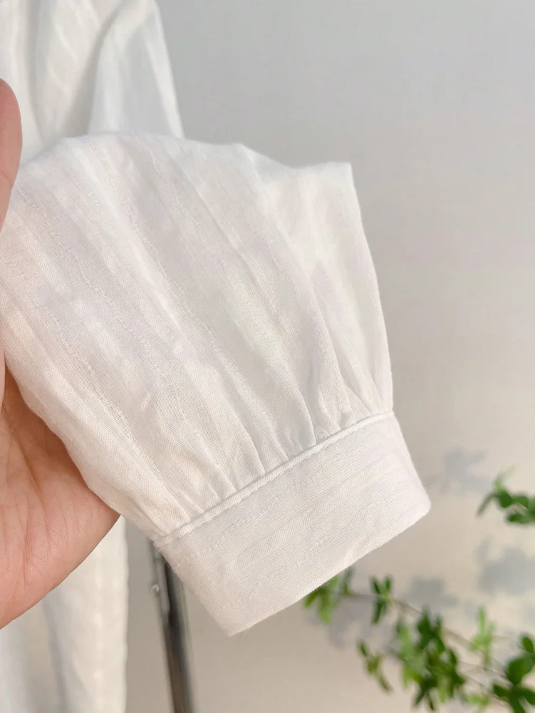 2026 Frühling/Herbst Neuerscheinung: Damen-Langarmhemd mit weißem Spitzenkragen – Schlicht, Vielseitig, Bequem und Lässig – Detail 8