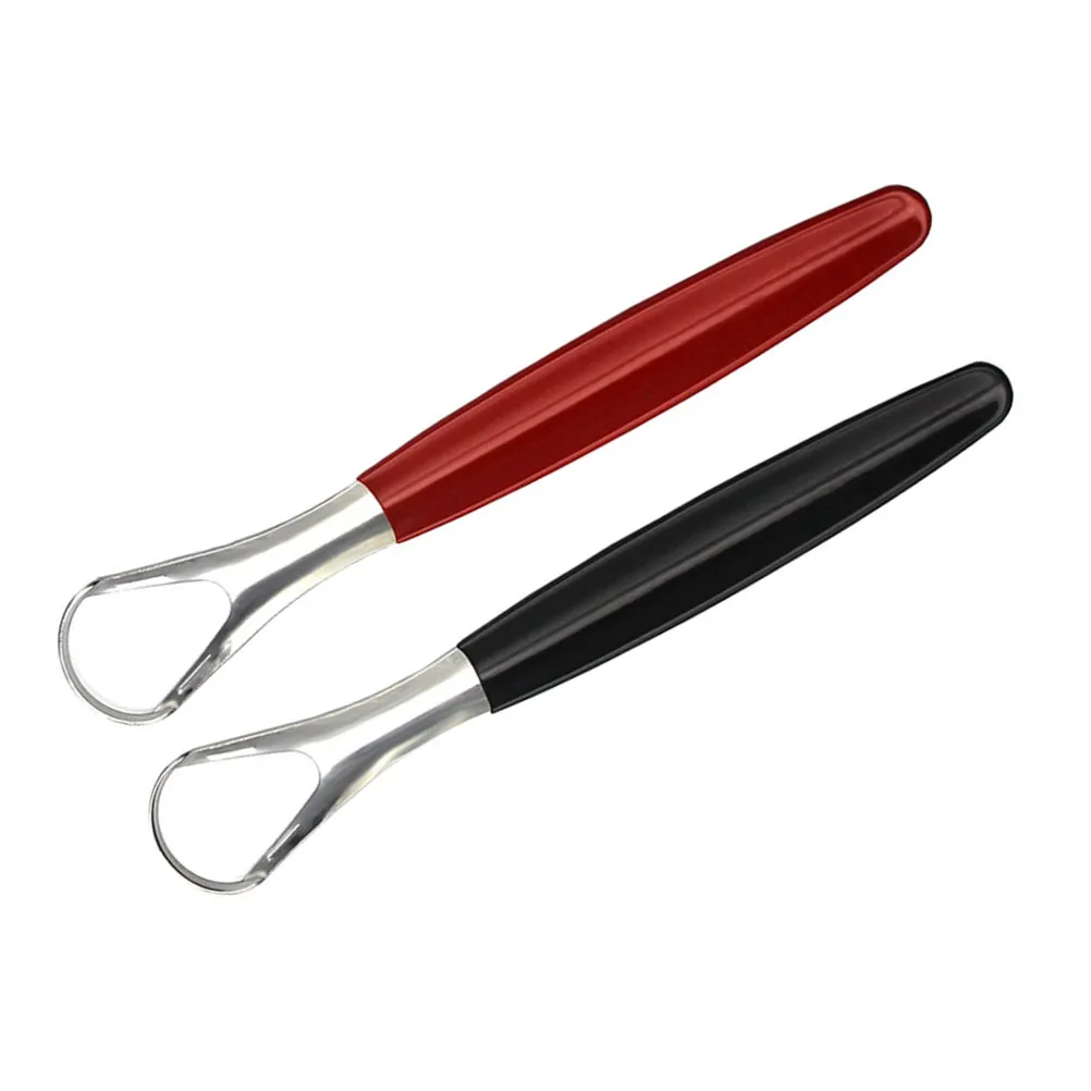 

2pcs Stainless Steel Tongue Scrapers Reusable Oral Care Cleaning Tools Non-Slip Handle Effective Plaque Removal Tongue Cleaner