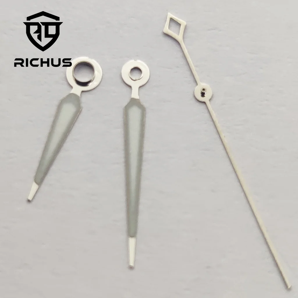 RICHUS NH35 시계 바늘 실버 시계 바늘 녹색 빛나는 맞춤 NH34 NH35 NH36 무브먼트