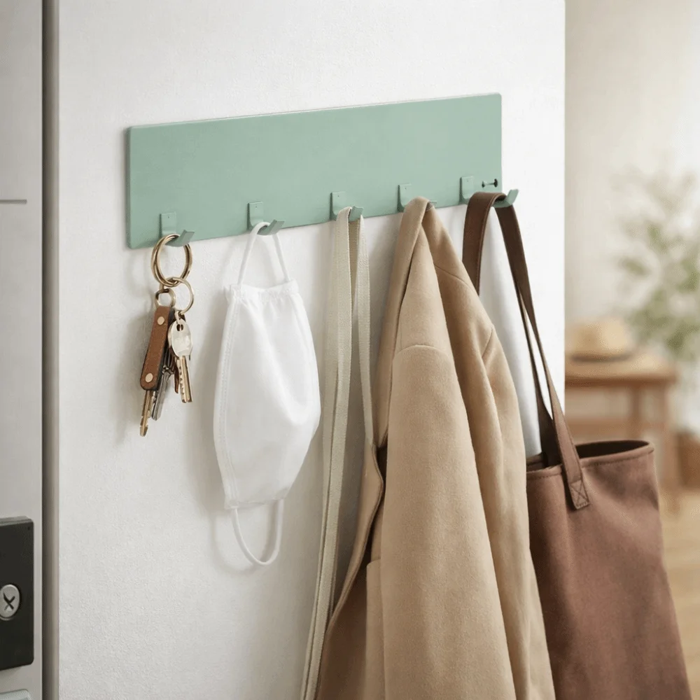 

Wall Mounted Refrigerator Magnetic Hook No Punch Six Hooks Side Row Hook Multi-functional Side Storage Rack Home Organization