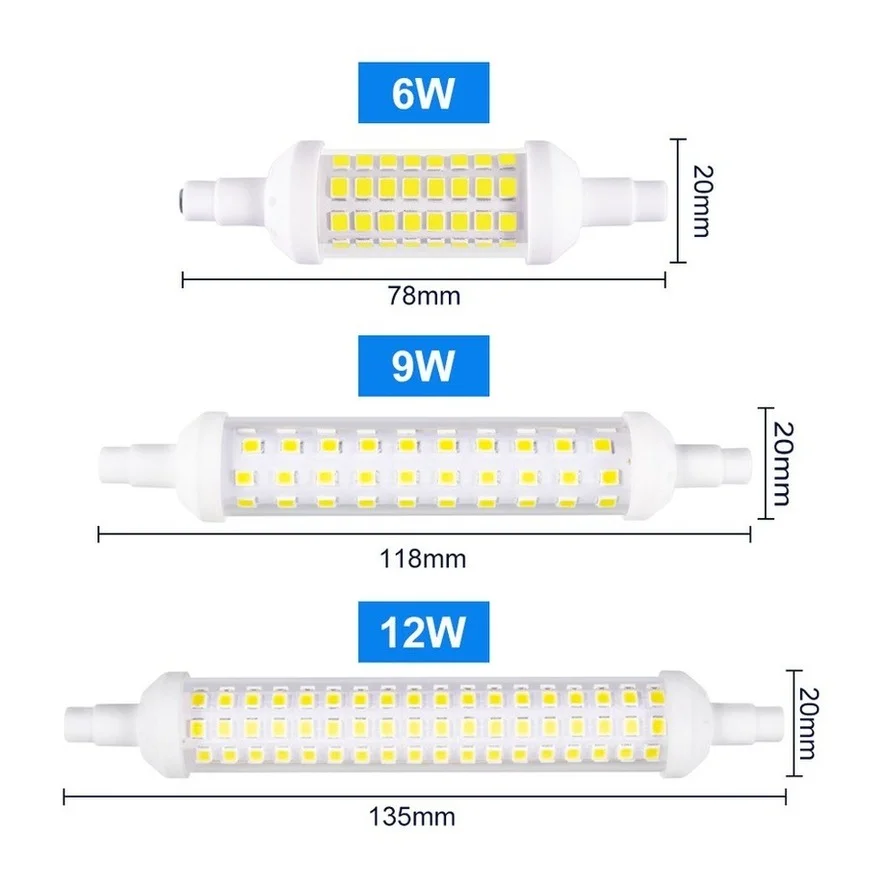 LED R7S 78mm 118mm 135mm r7s Light Bulb 12w 9w 6w SMD 2835 Lampada LED Lamp 220V corn light Energy Saving Replace Halogen Light