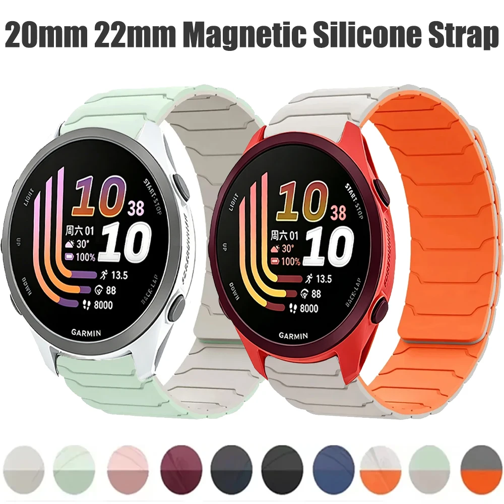 20mm 22mm Silicone Strap for Garmin Forerunner 170 970 570/Venu 4 45mm Magnetic Breathable Band for Huawei Watch GT7/7 Pro 46mm