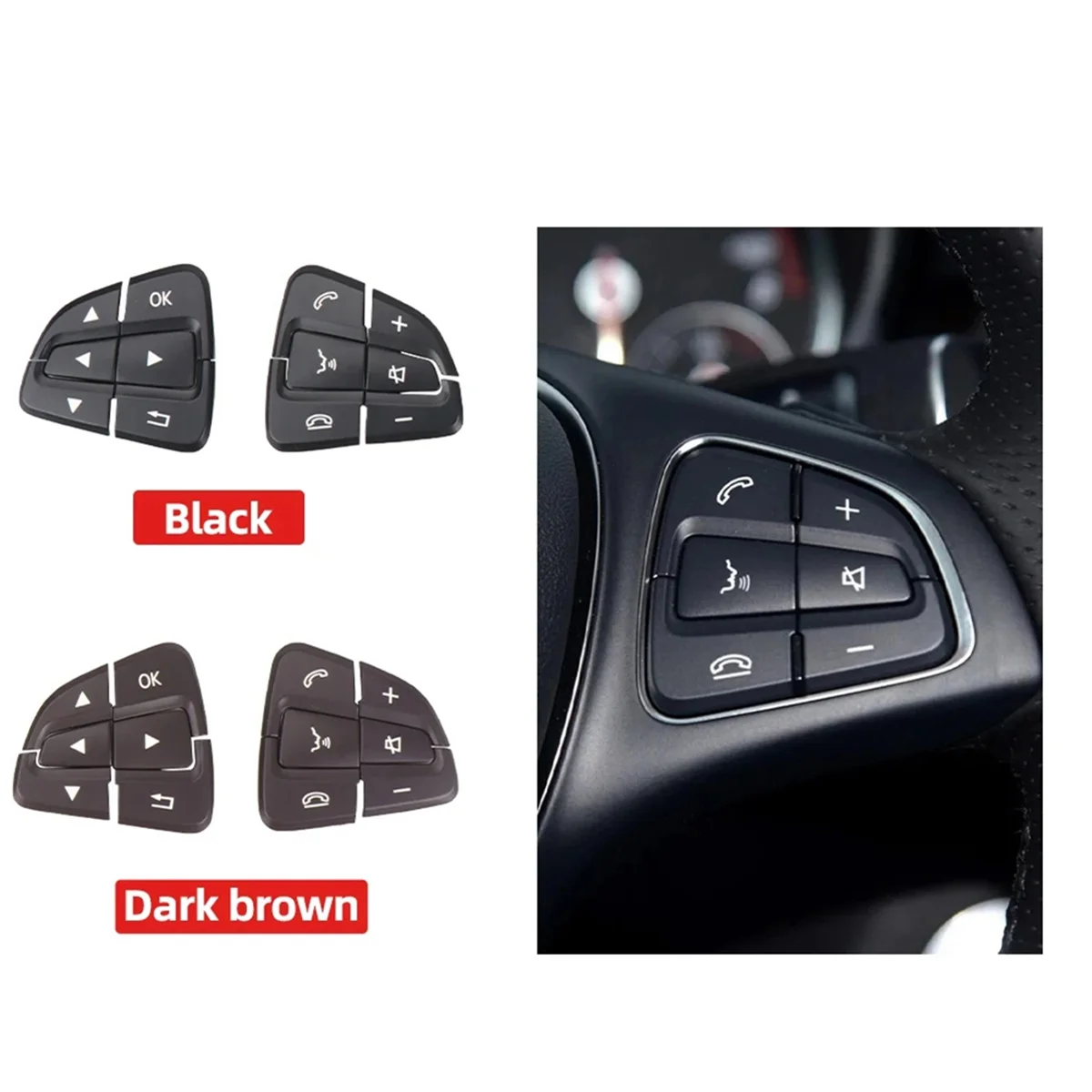 Multi-Function Steering Wheel Switch Buttons for Mercedes Benz AB GLA GLS GLE W176 W246 W166 0999050600 0999050700 Brown