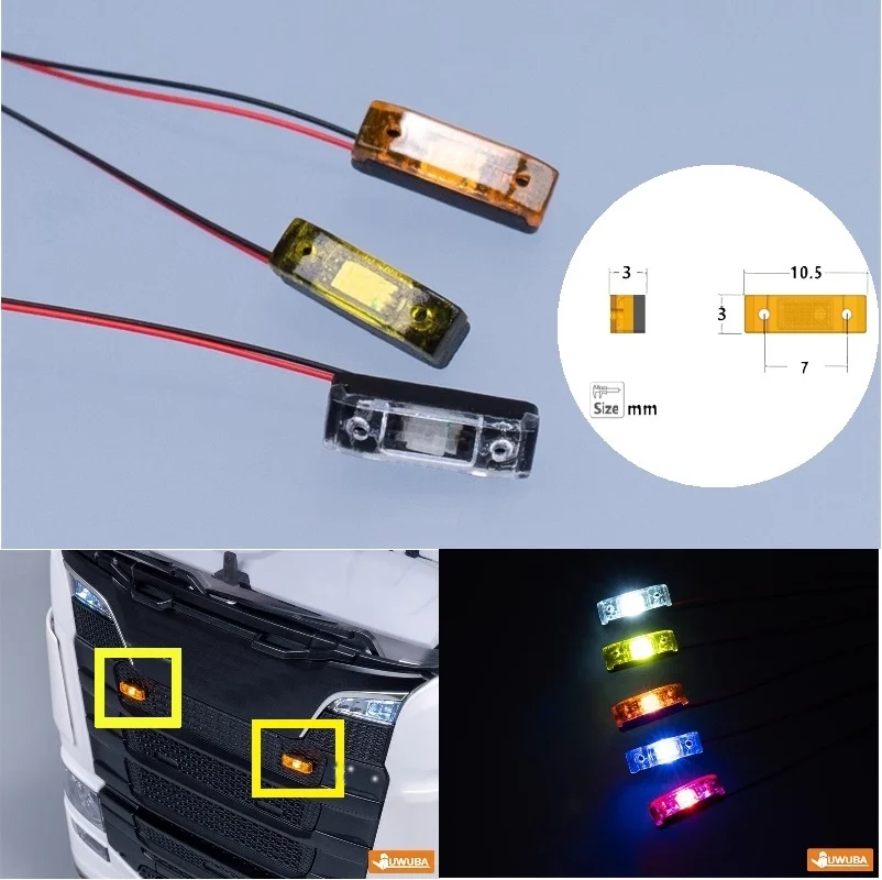 RC 1/14 LED Width Light Warning Lamp for Tamiya Hydraulic Excavator Loader Dump Truck for SCANIA MAN VOLVO Tripper DIY Parts