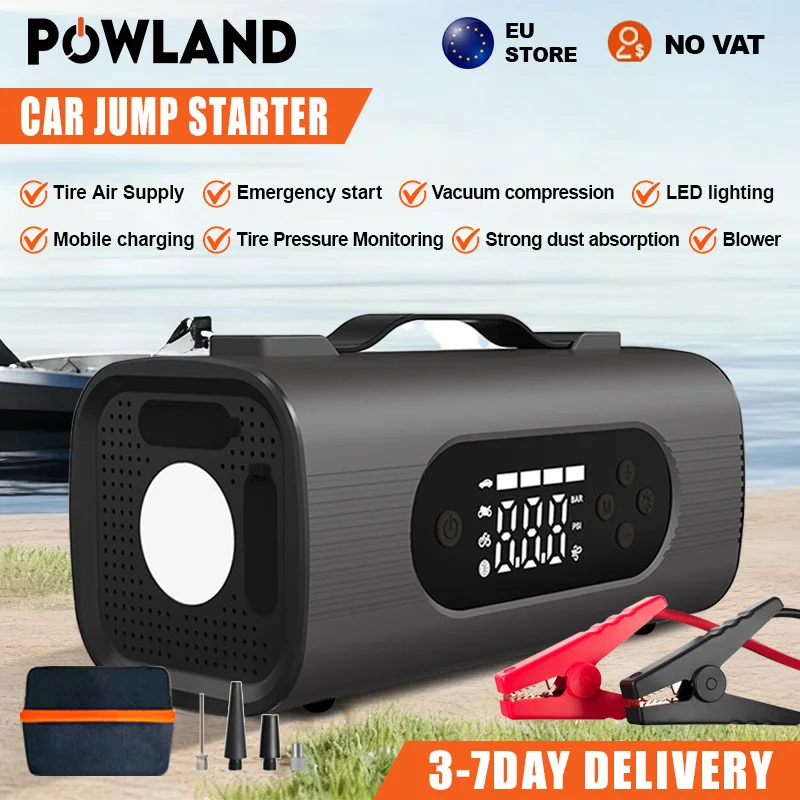 Aspirateur électrique multifonctionnel 8 en 1, 26800mAh, puissance de démarrage d'urgence pour voiture, pompe de gonflage Portable montée sur véhicule, 150psi