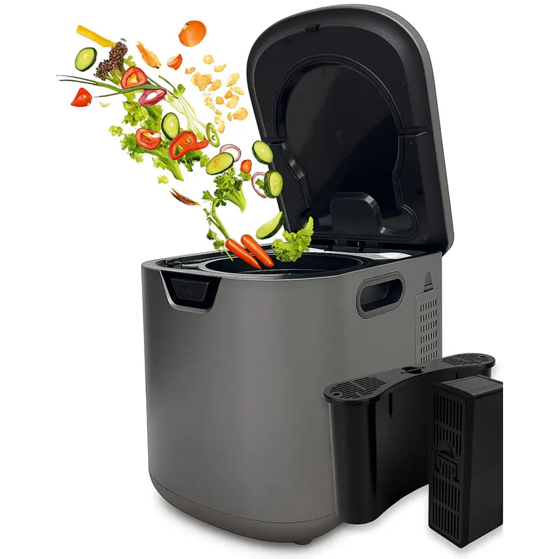 OEM Black Food Waste Disposer 3 Processing Modes Indoor Compost Bin 4L Large Capacity Electric Composter for Kitchen Bench