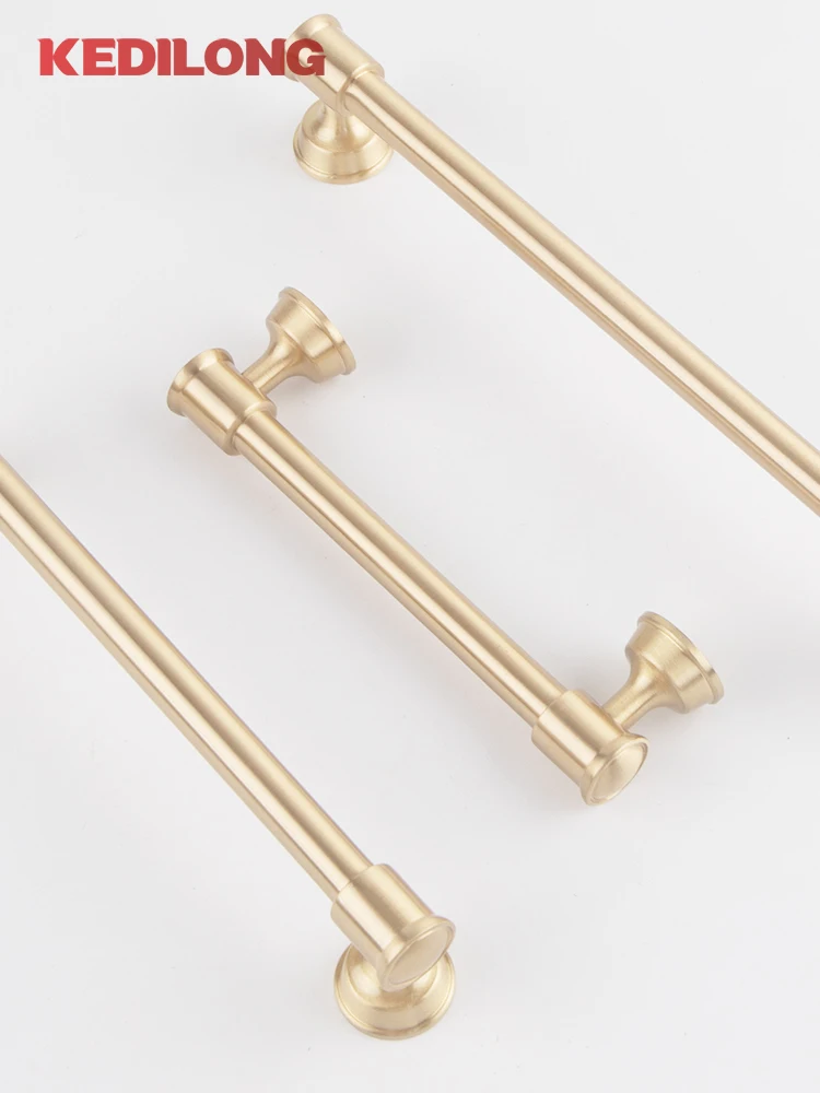 

KEDLO Modern minimalist solid brass long bar kitchen cabinet drawer with golden copper handle