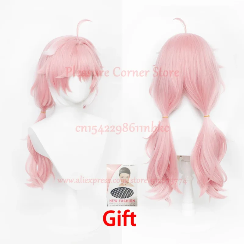 Wuthering Waves Encore Cosplay Wig Pink Long Wigs With Ponytail Black Shores Consultant Encore Cosplay Wig Halloween Women Wig