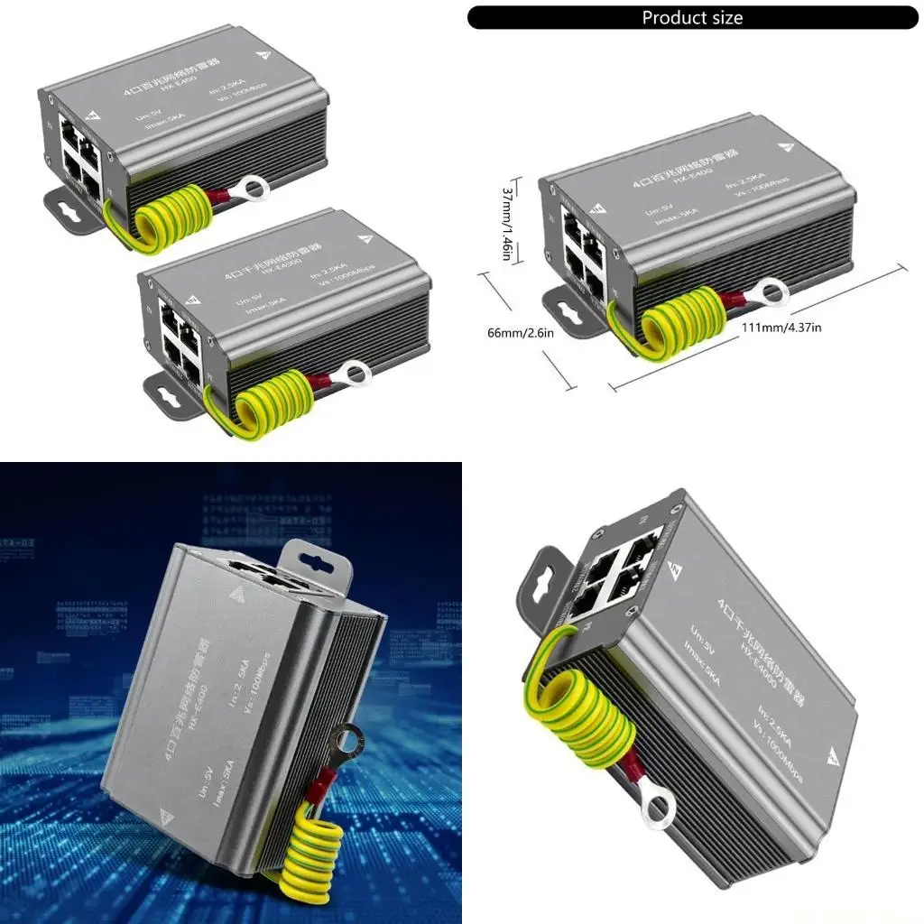 

E56B 4Port Ethernet Suppressor Ethernet Protector For Camera Equipment