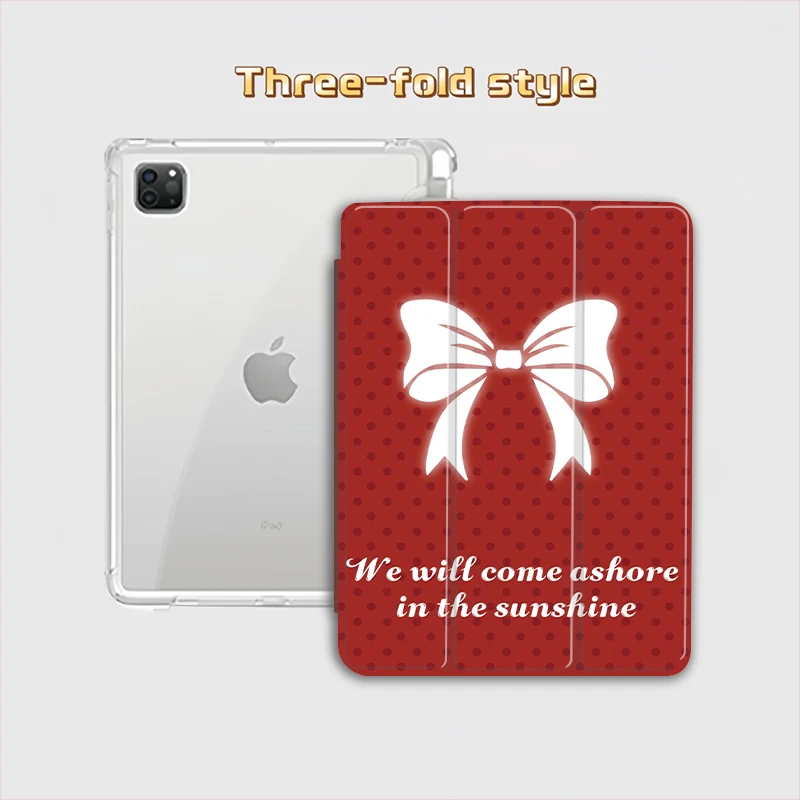 

Красный чехол для планшета с бантом в горошек для iPad Pro 10/11 дюймов 2020/6-го/7-го/8-го поколения/Air 3-го поколения/Air 4-го поколения/9-го поколения/Air 5-го поколения 2022/Air 16