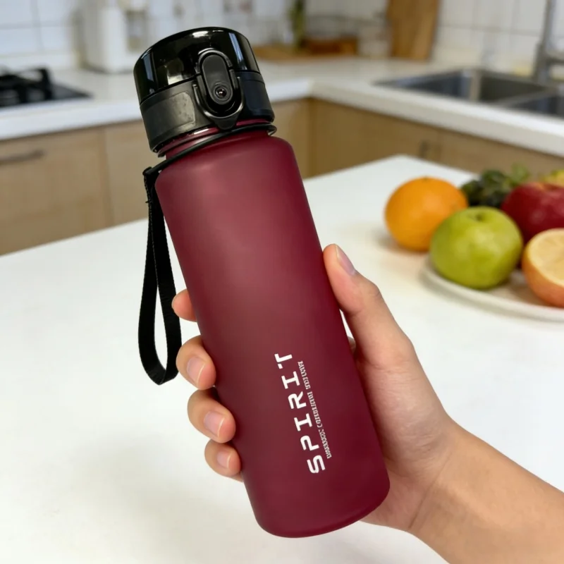 650ML 大容量フロストスポーツウォーターボトル - 漏れ防止、BPAフリーPC、シリコンストローとキャリングロープ付き、ジムやアウトドア用