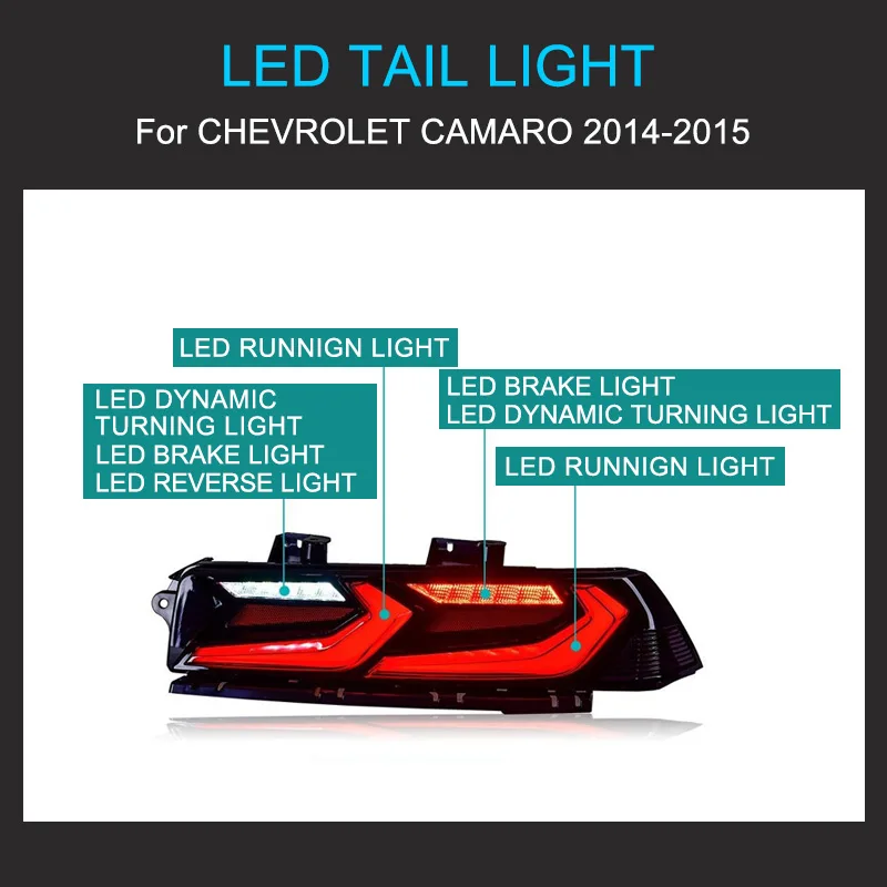 1 زوج LED الذيل ضوء الجمعية لشروليه كامارو 2014 2015 التوصيل والتشغيل المصابيح الخلفية مع LED الديناميكية تحول الخلفية الذيل مصابيح