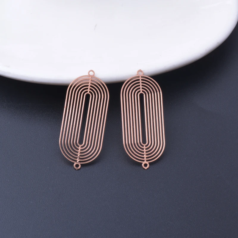 30 Stück AC13518 30*14mm Bunte Roségoldfarbene elliptische Verbindungsstücke Charms Hohldesign DIY Schmuckherstellung – Detail 12