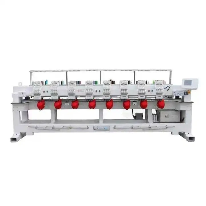 Máquina de Bordar Industrial Digital Automática de 8 Cabezas, Computarizada, para Ropa, Camisetas y Gorras