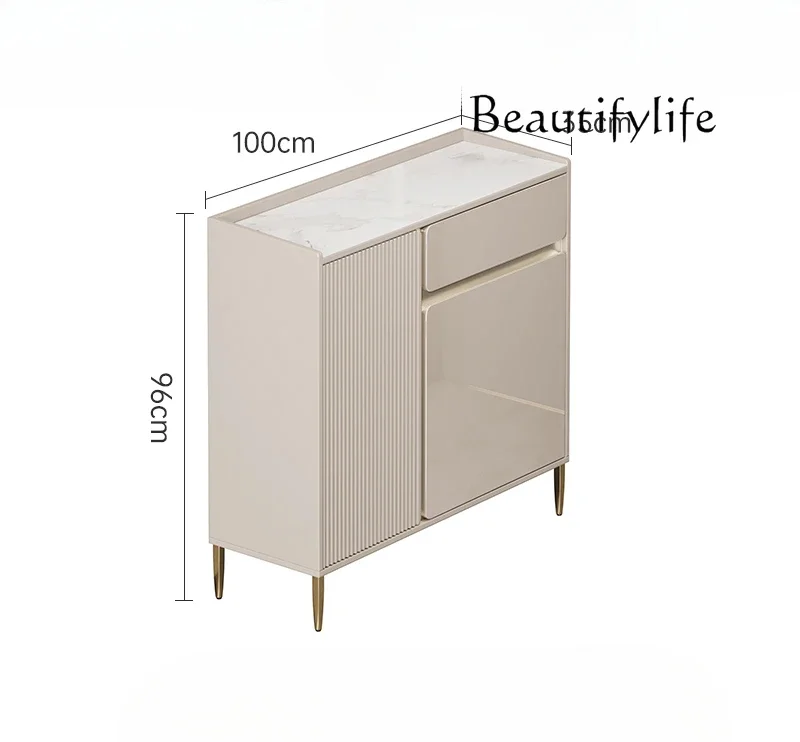 

Nordic cream wind rock slab solid wood dining side cabinet household simple storage cabinet