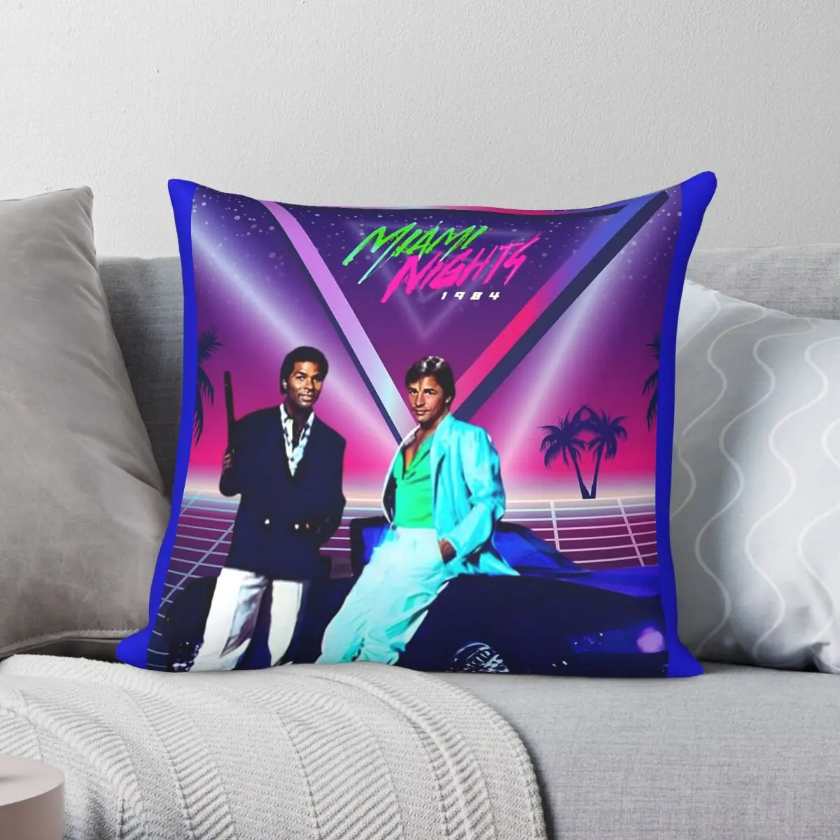 Miami Nights 1984 Pillowcase Polyester Linen Velvet Creative Zip Decorative Sofa Cushion Cover