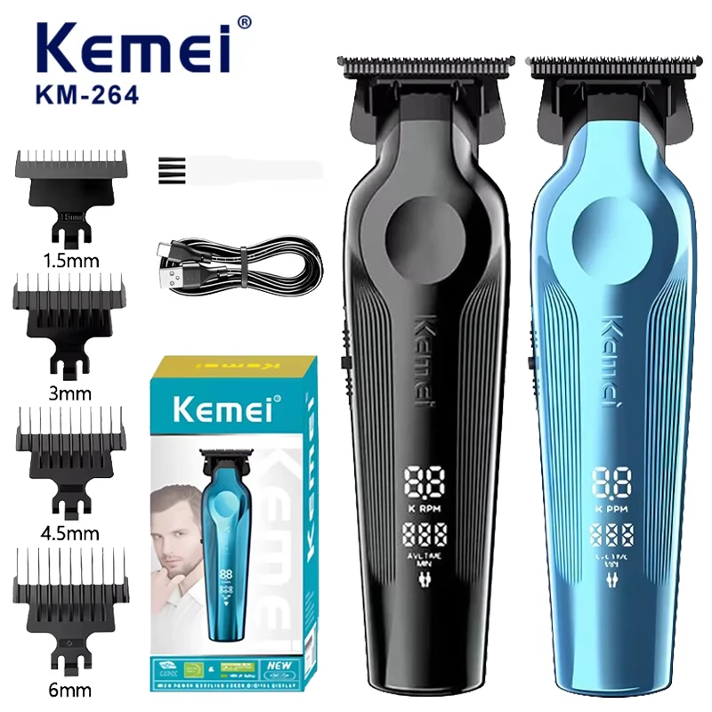 Kemei KM-264 High-definition Digital Hair Clipper Salon Shaving Hair Clipper Set With Strong Power Carving Electric Push Clipper