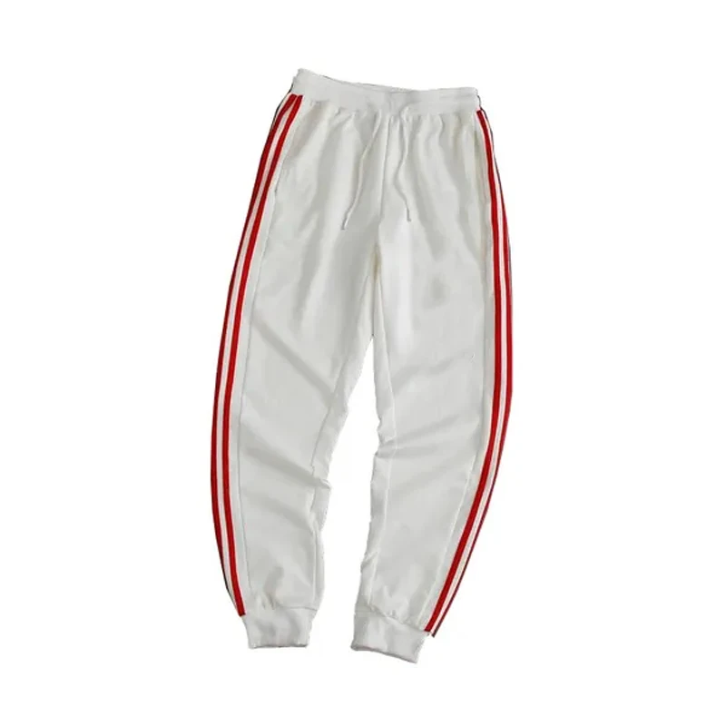 New Casual Men's Drawstring Elastic Waist Two stripes Pocket Pants Sports Pants Sweatpants