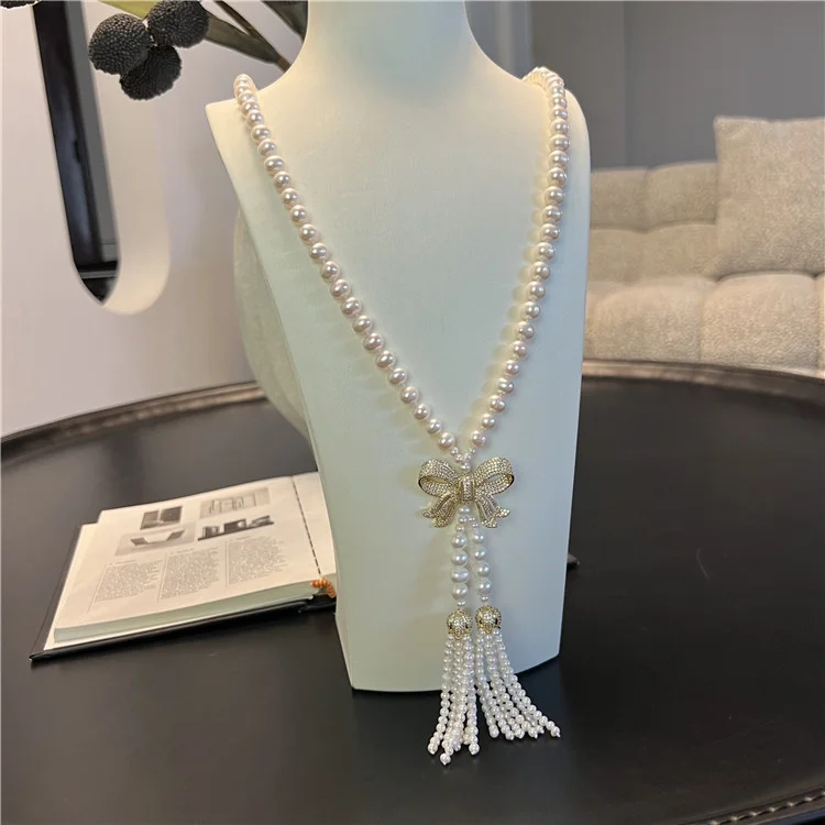 31'' 8-9mm White Fresh water cultured pearl Pendant